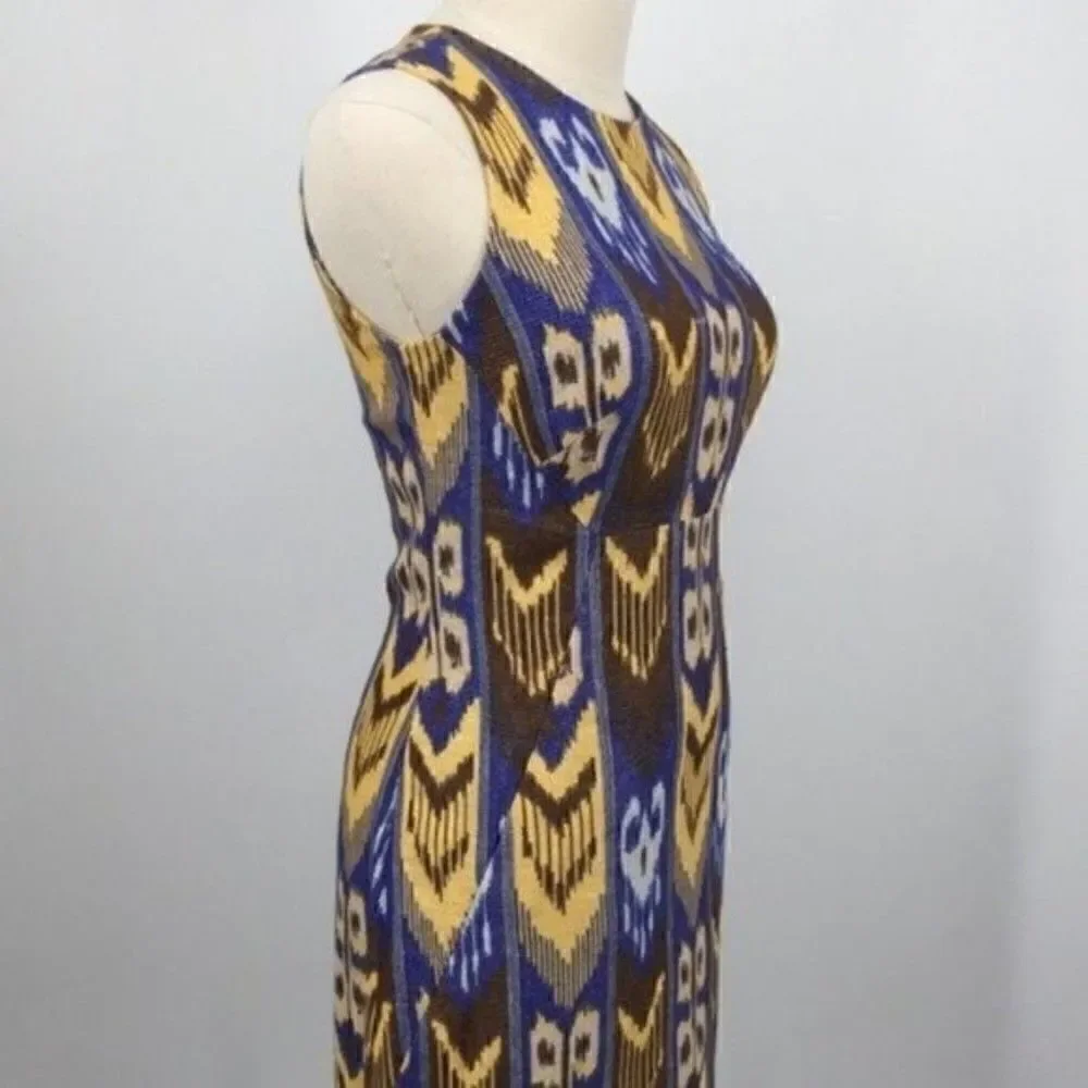 Tory Burch Kiersten Ikat print dress sleeveless Knee lenght Gillter Lined 2 BoxD